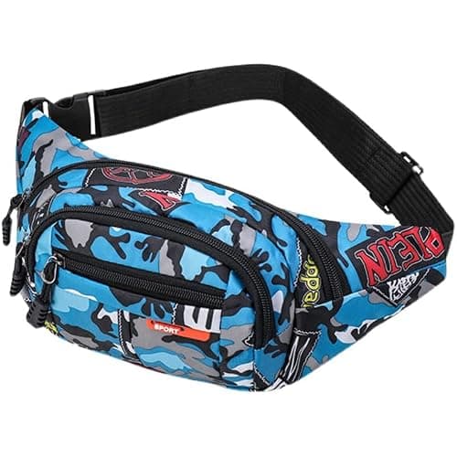 Bum Bag,Camo Bumbag Camouflage Belt Bag Waist Bag Fanny Pack Fabric Nylon Money Belt for Men Boys Running Hiking Travel Sports 13.65*4.68 Inch
