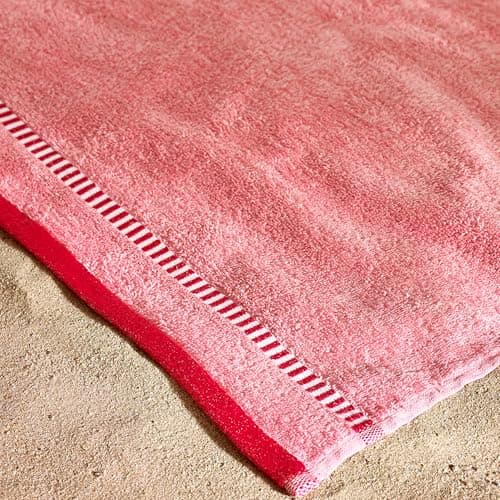 Catherine Lansfield Beach Huts90x180cm Cotton Extra Large Beach Towel Coral — view 3