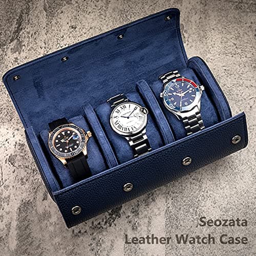 Personalised Watch Case for Men and Women, Customized PU Leather Travel Watch Case Roll Organizer For Dad, Engraved Name, Handcrafted Gift for Grandpa, Boy Friend, Watch Collector, Father's Day Gifts — view 4