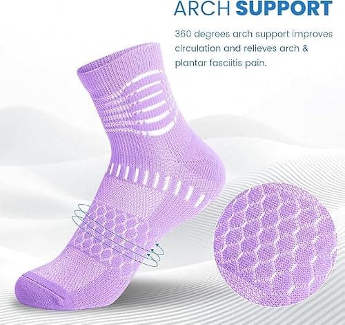 IRAMY Ankle Compression Socks for Women Men Plantar Fasciitis Relief Cushioned Athletic Running Socks 3 Pairs(Pink+Purple+Blue M) — view 2