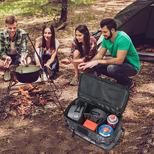 Fiorky Outdoor Camping Storage Bag Gas Stove Canister Pot Carry Bag Portable Camping Stove Carry Bag Outdoor Storage Box Container Scratch Resis-tant for Outdoor Hiking Picnic Travel — view 3