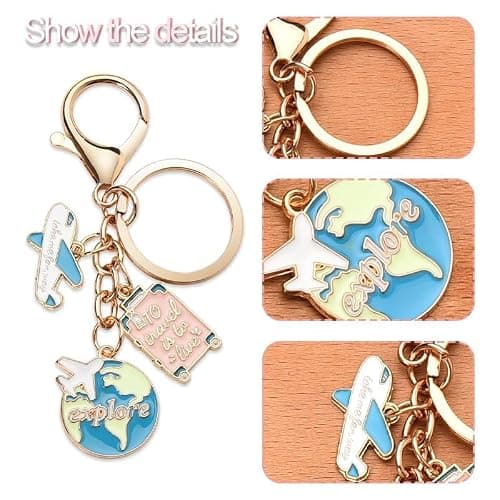 BENBER Enamel Safe Trip Keychain for Travel Accessories for Women Men Cute Graduation Gifts Adventure Keychain for Keys Purse Handbag,Travel Gift for Women Adventurers Birthday Graduation — view 5