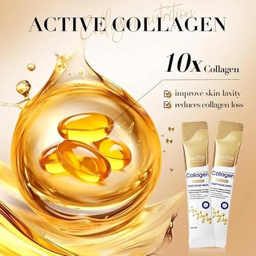 Sadoer Collagen Anti Aging Sleep Facial Mask with 10 Times More Collagen Content Active Protein Technology - 20 pcs — view 5