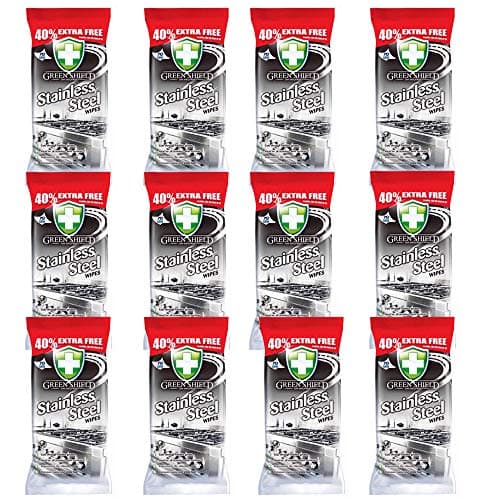 Green Shield Stainless Steel Wipes 12 Packs of 70 = 840 Wipes Cuts Through Kitchen Grease, Removing Stains for Kitchen Appliances