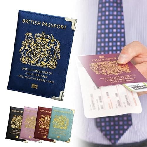 StoneMaxi UK British Passport Cover, PU Leather Travel Wallet with Gold Embossed Design,Waterproof Passport Holder Travel Accessories Business Cards Credit Cards and Boarding Passes (Wine Red) — view 6