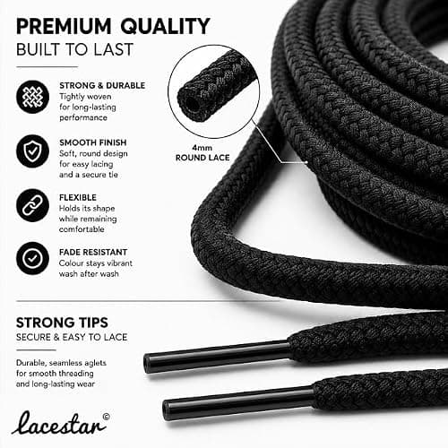 Lacestar Sky Blue 4mm Round Shoe Laces 90cm – Replacement Laces — view 4