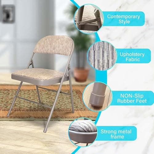 JupiterJX 6x Heavy Duty Foldable Chairs With Folding Table 6ft, Lightweight And Portable Camping Table For Catering, Party Indoor & Outdoor Durable Dining Set (6 Pack Chairs With Folding Table) — view 2