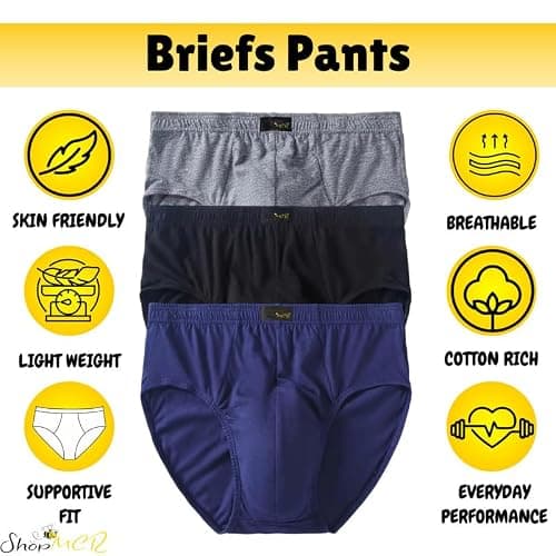 ShopMCR Pack of 3 or 6 Mens Classic Sports Soft Cotton Underwear Ribbed Slips Briefs Underpants (6pk, M) — view 2
