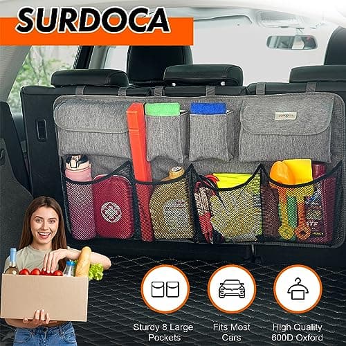 SURDOCA Car Boot Organiser Hanging, Car Interior Accessories, Gray XL — view 2