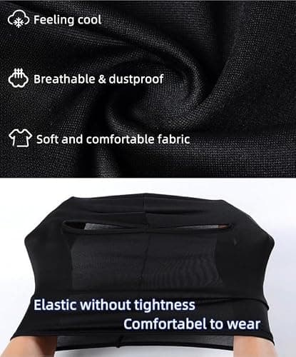 Yiqicomle Balaclava Face Cover, 2 Hole Full Face Black Ski Mask for Men Women - Soft Breathable Windproof UV Protection for Motorcycle Skiing Cycling Outdoor Activities, 2pcs — view 4