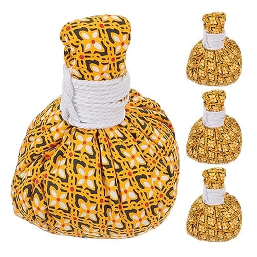 SHERCHPRY Thai Herbal Massage Balls Set of 4 Aroma Compress Massage Tool for Feet Muscle and Full Body Use Soft Texture Portable for Home Travel 3.54 X 2.76 X 2.76 in