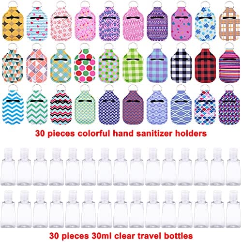 Duufin 60 Pieces Hand Sanitizer Holders Empty Travel Bottles Set, Assorted Patterns, 60 Count (Pack of 1) — view 2