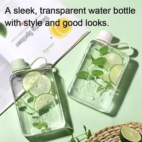 IDIDG Flat Water Bottle Travel Flask Portable 8.2 oz BPA Free Tritan Square Small Water Bottles Leakproof Slim Water Bottle for Purse Travel Pocket Sports Fitness (Green, 8.2 OZ) — view 2
