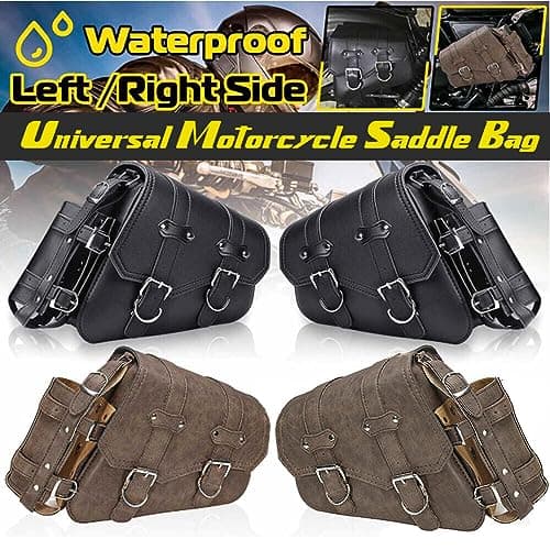 Surakey Motorcycle Solo Saddle Bag and Pannier Storage with Drink Bottle Holder PU Leather Waterproof Solo Swing Arm Bag Motorbike Luggage Bag Right Side Bag, Black — view 6