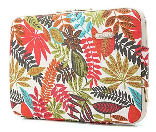 KAYOND Forest Series Pattern Water-resistant 14 inch Canvas laptop sleeve with pocket for 14 inch 14.1 inch laptop case Macbook Pro 15.4 A1707 A1990 (14-14.1 inch, white) — view 2
