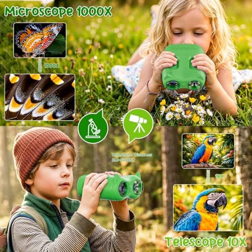 1000X Handheld Microscope for Kids, Temodu 4K 2.0" Screen Educational Science Kit Digital Microscope, Rechargeable Mini Pocket Binoculars, Birthday, Ages 3+ (Green) — view 4