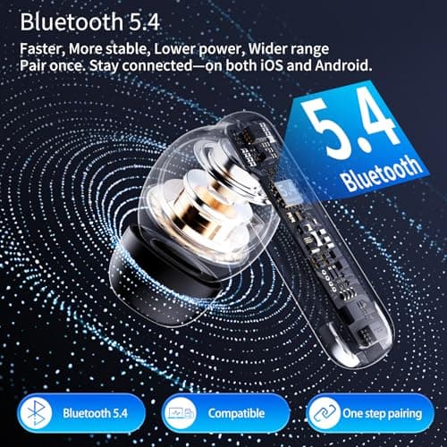 Wireless Earbuds, Bluetooth 5.4 In Ear Headphones 6 Mic ENC Noise Cancelling Clear Calls Stereo Deep Bass Ear Buds 48H Playtime Earphones LED Power Display IPX7 Waterproof for Android iOS Bright — view 4