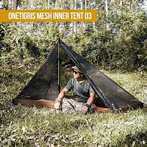 OneTigris Mesh Teepee Tent, Ultralight 1 Person Screen Room with Waterproof Bathtub Floor for Outdoor Camping Hiking Backpacking Bushcraft Tarp Hot Tent Shelter — view 4
