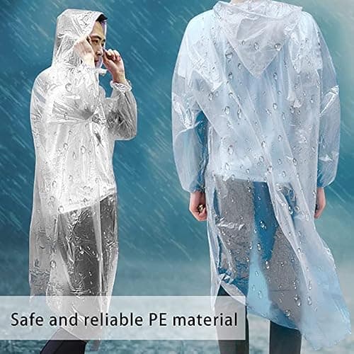 Disposable Rain Ponchos 6 Pack for Adults, Emergency Raincoats — view 2