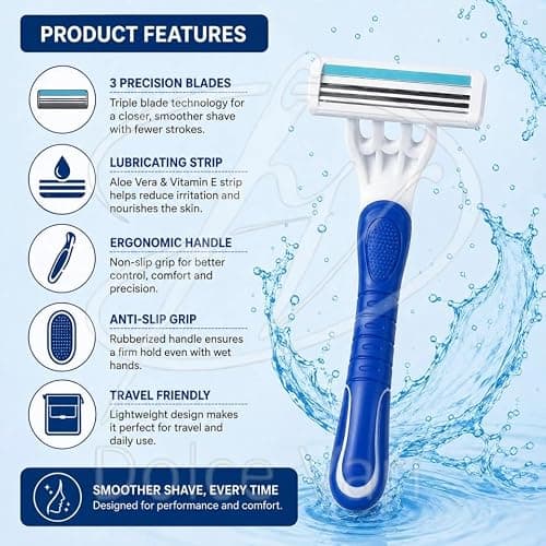 Max Plastic Disposable Razors Pack of 3 Twin Blade Travel Shaving Set for Men, Personal Grooming, Holidays, Travel & Everyday Shaving 2898 — view 2