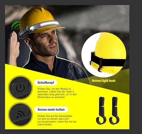 1PCS LED Head Torch, USB Headlamp 350 Lumens COB LED Headlight 80g Motion Sensor Headtorch with IPX4 Waterproof for Kids Adults, Running, Camping, Hiking, Fishing, Hunting, Climbing — view 6
