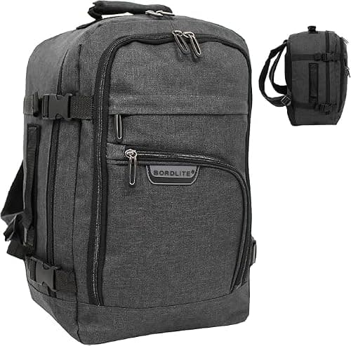 Bordlite Ryanair 40x20x25cm Underseat Cabin Backpack – Airline Approved Carry On Bag for Ryanair, EasyJet, Jet2 & More – Lightweight Travel Rucksack Fits Free Under Seat - Black