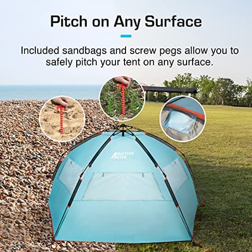 Active Era® Luxury Beach Tent – 3-4 Person Sun Shelter with Easy Pitch Technology and UPF 50+ Rated Sun Protection - Lightweight Pop-up Beach Tent for Picnic, Outdoors, Camping — view 3