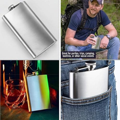2 Pack 8oz & 10oz 304 Stainless Steel Hip Flask Set Leakproof with Funnels — view 6
