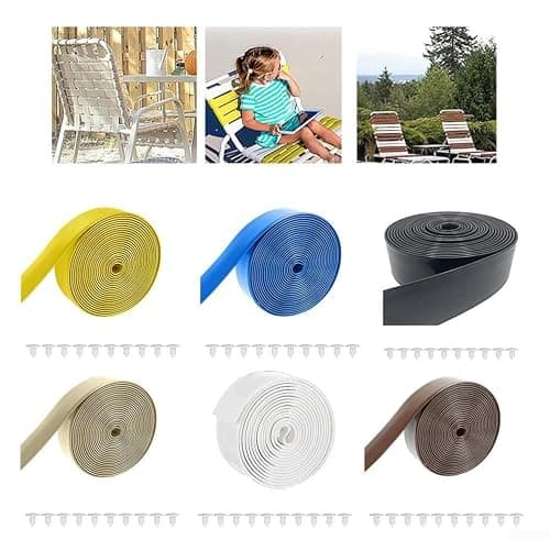 ZiStarlilife 1 Pack 10ft PVC Replacement Webbing for Patio Pool Beach Lounge Chair Repair Kit, Weather Resistant Straps with Nails for Outdoor Garden Furniture, Black(Brown) — view 4