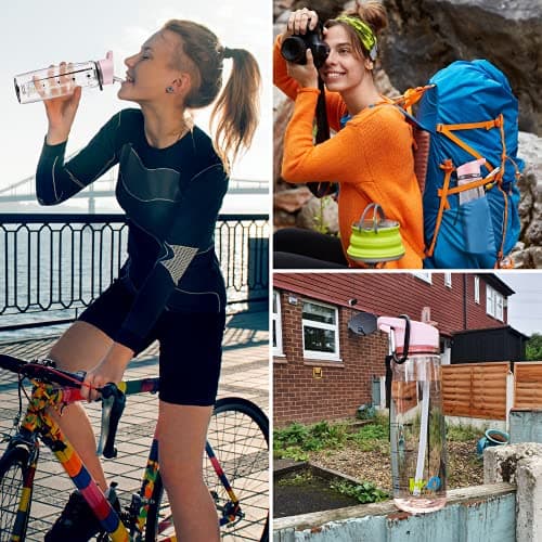 HYDRATE 2.ONE Water Bottle - 750ml Leakproof BPA-Free Sports Bottle with Straw, Time Markings, and Motivational Design - Ideal for Gym, Men, Women, and Kids - Reusable and Eco-Friendly — view 6