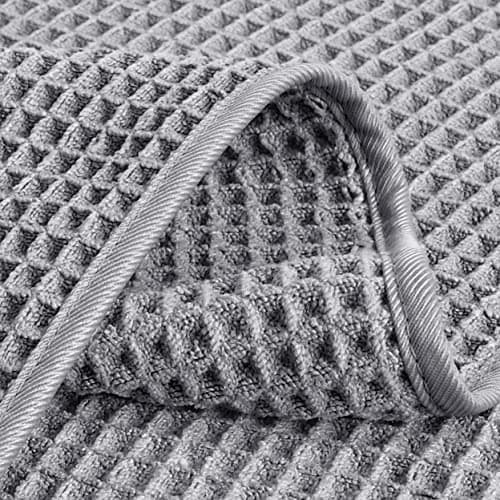 POLYTE Microfibre Lint Free Washcloth Face Towel, 33 x 33 cm, 4 Pack (Grey, Waffle Weave) — view 3