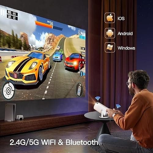 Technyon HY300 PRO+ 2026 | Full HD WiFi Projector with Android 14.0 – Portable Home Theater & Outdoor Movie Projector | Screen Mirroring for iOS/Android | Gaming & HDMI Compatible — view 4