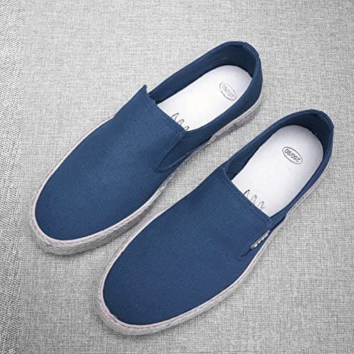 Mens Slip On Shoes Mens Casual Loafers Breathable Lightweight Linen Shoes Low Top Flat Walking Espadrilles Gym Training Sneakers Leisure Walking Sneaker Holiday Beach Footwear Blue — view 5