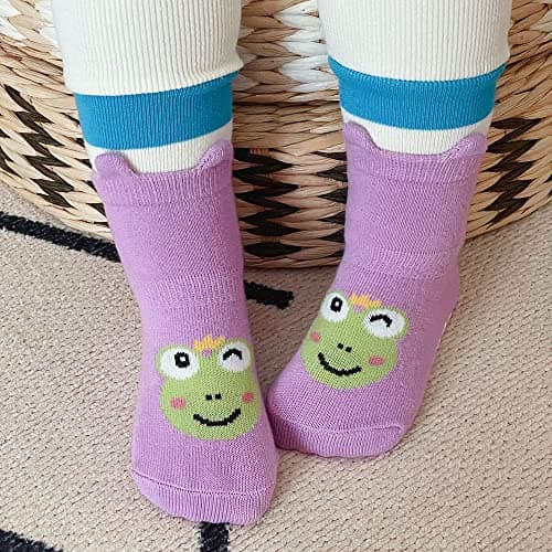 FedMois 5 Pairs Baby Kids Anti-slip Socks Cotton non skid Ankle Socks Animals, Panda, 1-3 Years — view 2