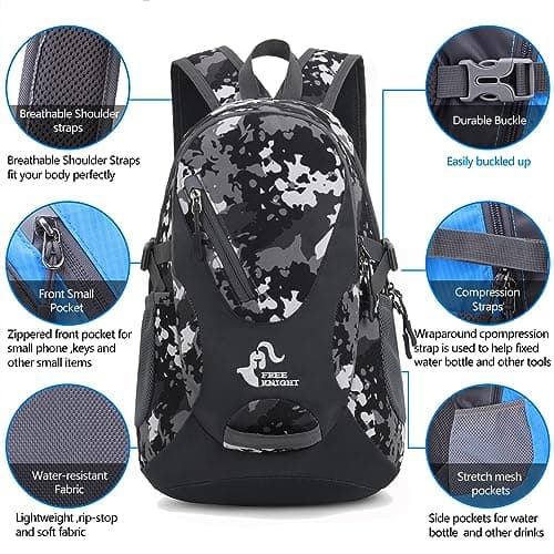 Bseash Small 15-20L Outdoor Hiking Backpack, Lightweight Waterproof Travel Daypack for Kids Girls Boys Camping Cycling Riding — view 4