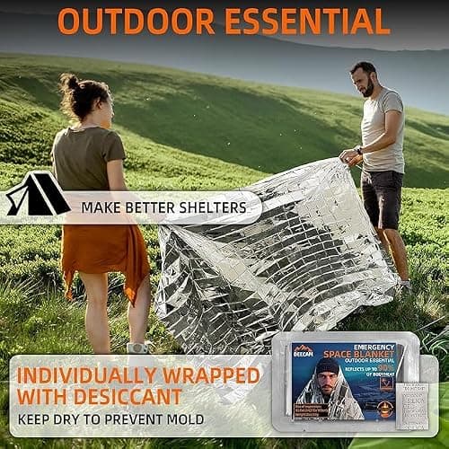 Deecam 12 Pack Mylar Emergency Thermal Foil Survival Space Blankets — view 4