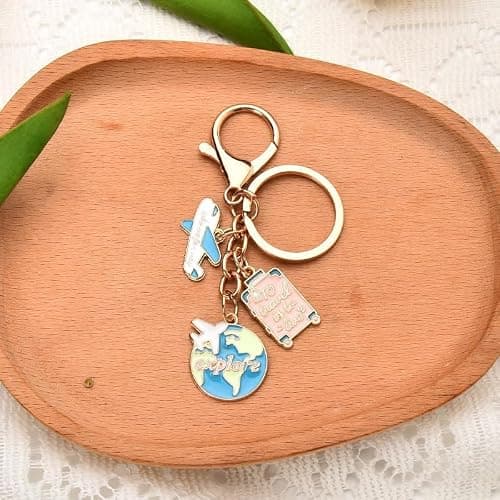 BENBER Enamel Safe Trip Keychain for Travel Accessories for Women Men Cute Graduation Gifts Adventure Keychain for Keys Purse Handbag,Travel Gift for Women Adventurers Birthday Graduation — view 3