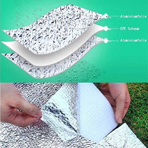 Aluminum Foam Mat sleeping mat for camping 150x200 cm insulating mat thermal Blanket foldable tent mat floor mat of aluminum foil, ultralight (Silver, 200 x 150 cm) — view 4