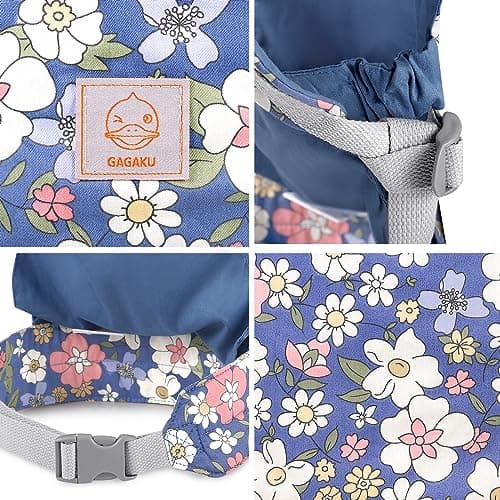 GAGAKU Baby Doll Carrier Front and Back Carrier for Dolls, Cotton Stuffed Animal Doll Accessories, Doll Carriers with Adjustable Straps for Little Girls - Blue Flower — view 3