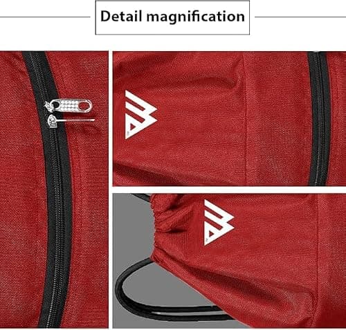 WESTWOOD FOX WFX Drawstring Bag String Waterproof Sport Gym Sack Backpack for Women Men PE Bag Outside Pocket Zipper School Beach Holidays Swimming Travel (Jet Red) — view 2