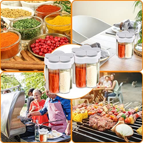 JJYHEHOT 2 PCS Travel Spice Containers, 5 in 1 Camping Seasoning Jars, Clear Plastic Condiment Bottle for Camper, Hiking, BBQ, Picnic — view 6