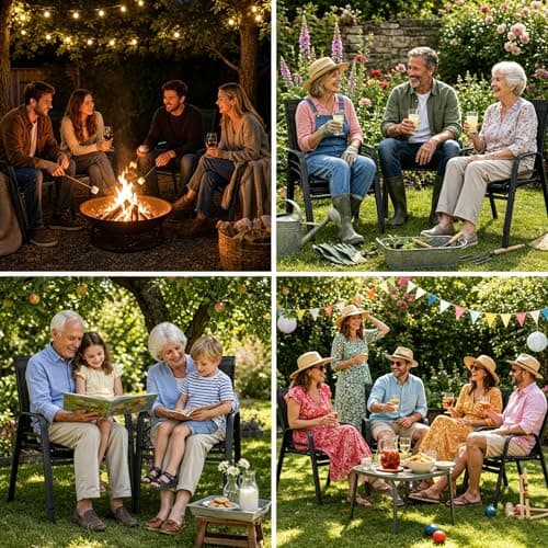 Gotland 2026 Stackable Garden Chairs Set Clearance, Upgrate Outdoor Garden Dining Chairs with High Back, Backrest Breathable Texteline Patio Chairs, Heavy Duty Frame, for Garden, Patio, Balcony — view 6