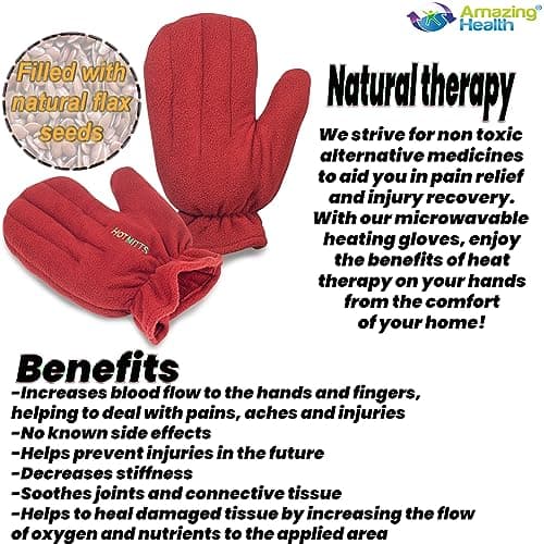 Microwave Hand Warmers Gloves - Pair of Hot Mitts red medium — view 5