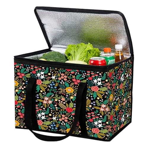 GwaOery Cooler Bag 40L Insulated Picnic Thermal Food Delivery Bag (Flower1)