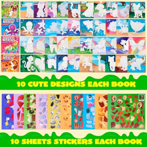 JOYIN 4-Pack Sticker Painting Book for Kids Ages 4-8 Crafts Gift Party Favor Creations 40 Pictures - Mess-Free Art Play for Kids' Creative Adventures at Home and While Traveling — view 2