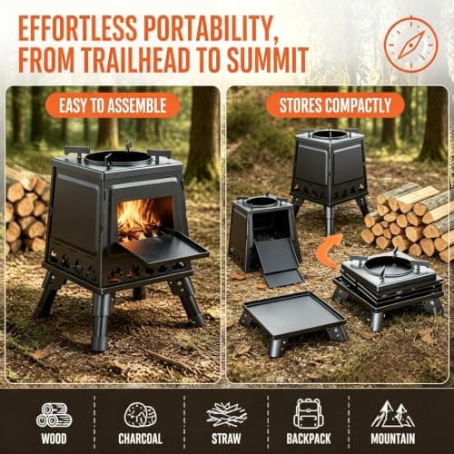 Rocket Stove Portable Wood Burning, Foldable Camping Stove for Backpacking — view 3