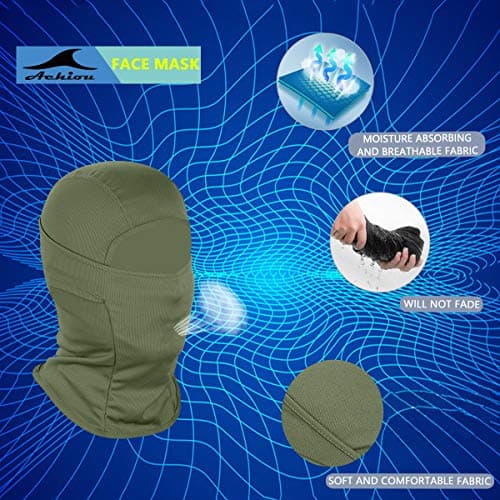 Achiou Balaclava Face Mask, Ski Mask UV Protector Lightweight for Motorcycle Cycling Running Green — view 2