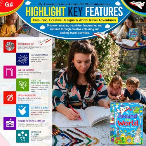 G4GADGET Activity Books Pack of 2 | My Travel Activity Book & My Around The World Activity Book | Educational Travel Games, Puzzles & Learning Activities | Screen-Free Fun — view 5