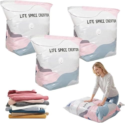 3Pcs No Pump 3D Vacuum Storage Bags, Press and Seal Compression Bags (BB)