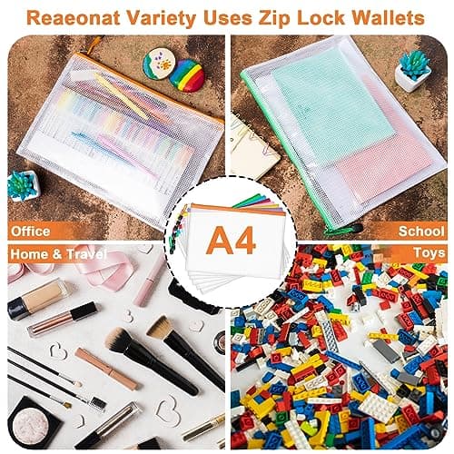 Plastic Wallets, 12 Pack A4 Document File Folder Zipper Pockets Zip Lock Bags for School Office Home Travel Storage — view 5